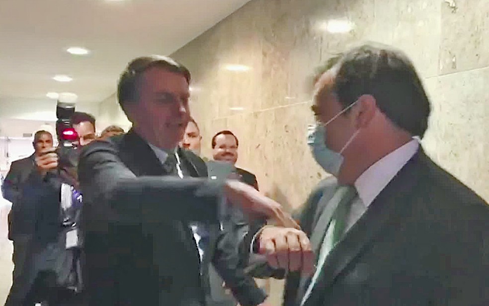 Bolsonaro recebeu Maia no Palácio do Planalto — Foto: Reprodução