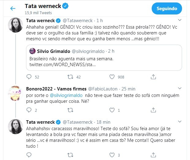Tweets de Tatá Werneck (Foto: Reprodução/Instagram)