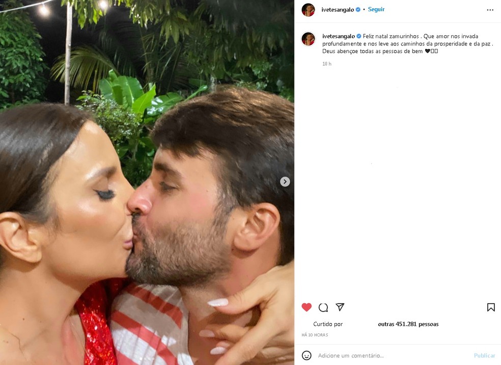 Ivete divulga foto nas redes sociais em clima de romance com o marido, Daniel Cady  Foto: Redes Sociais