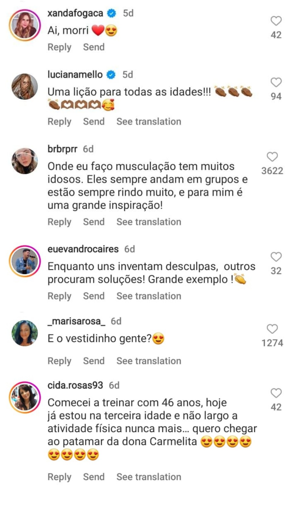 Dona Carmelita recebeu vários comentários positivos nas redes sociais — Foto: Redes Sociais