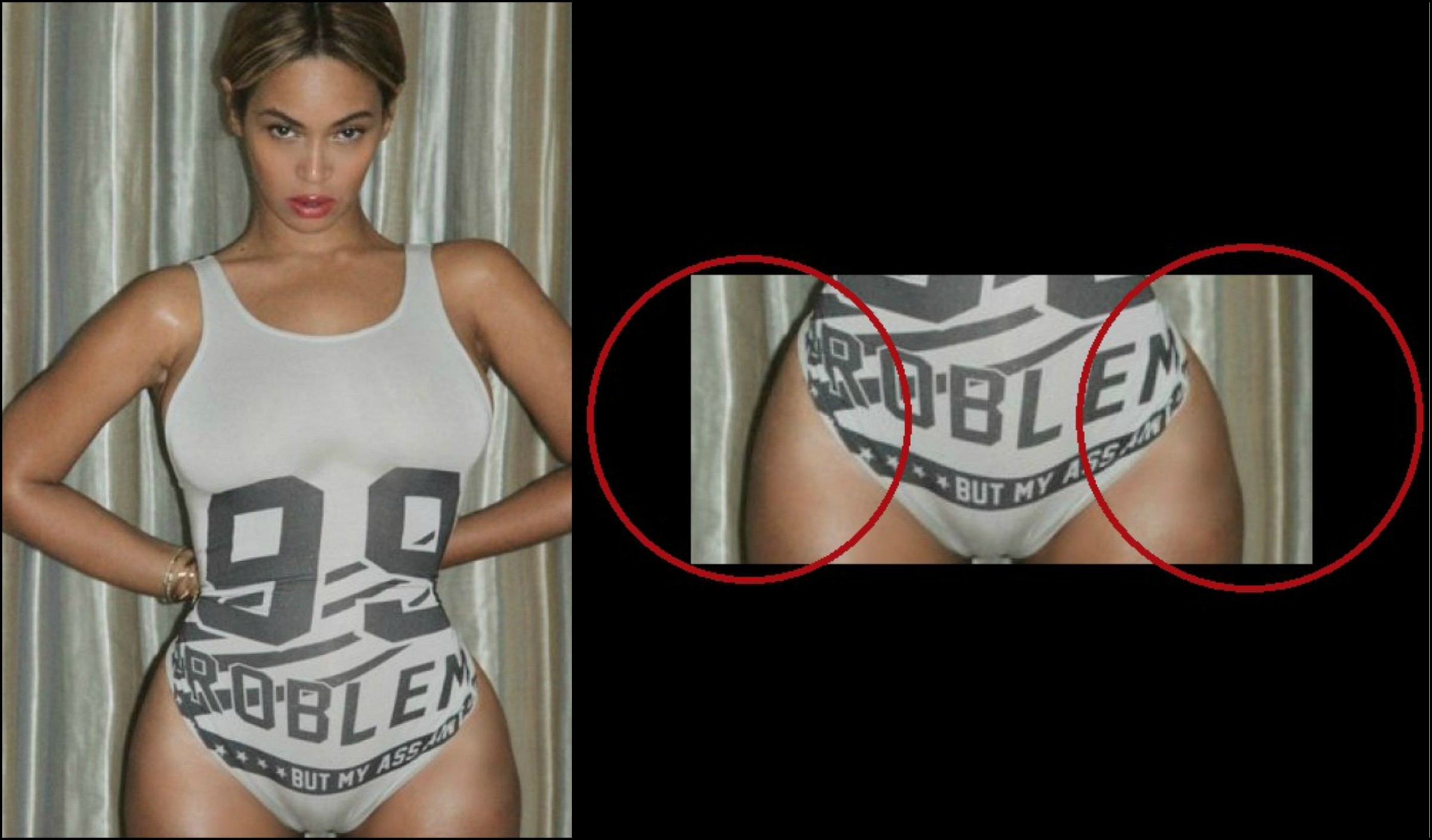 Beyoncé, um collant provocativo e (ao que tudo indica) uma distorção grosseira. (Foto: tumblr)