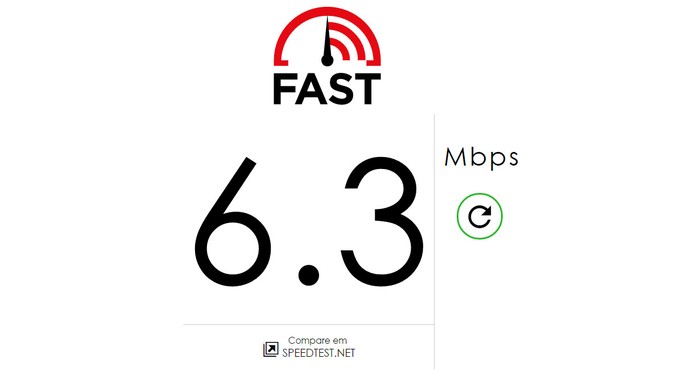 Velocímetro Fast do Netflix mostra a taxa de download da conexão (Foto: Reprodução/Barbara Mannara)