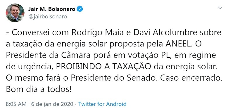bolsonaro-tuite-aneel (Foto: Reprodução/Twitter)