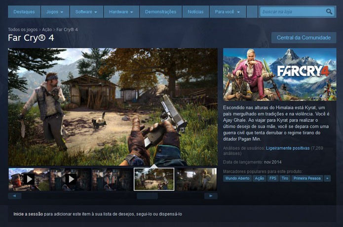 Far Cry 4 no Steam (Foto: Reprodu??o/Steam)
