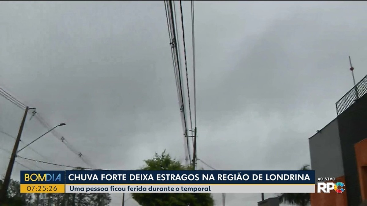 Temporal atinge Londrina, e ventos passam de 70 km/h; homem fica ferido - G1