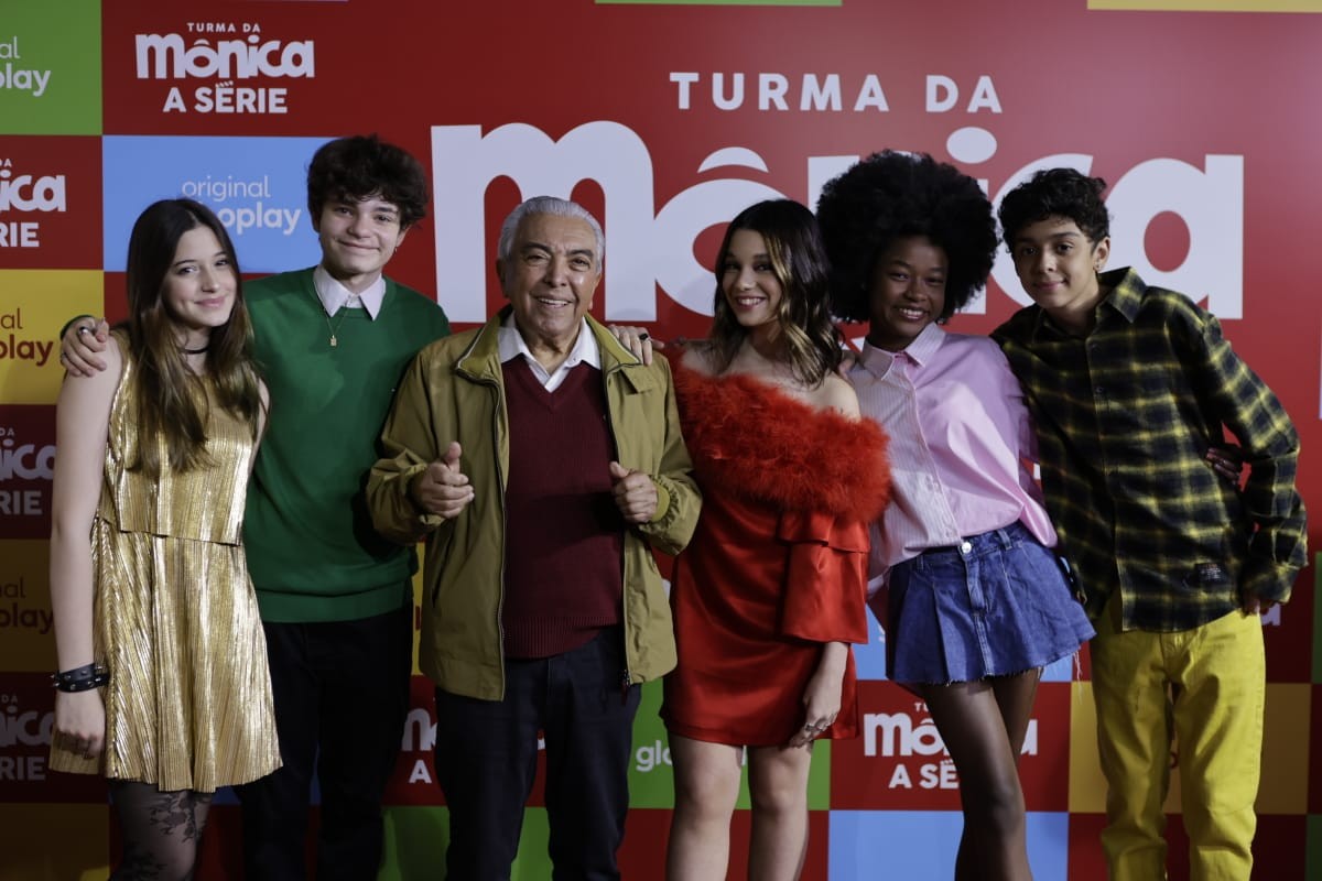 Maurício de Sousa se une ao elenco no lançamento de Turma da Mônica (Foto: Daniela Toviansky)