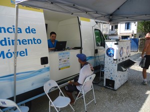 Agência móvel vai atender população de bairro em Santos, SP. (Foto: Divulgação/Prefeitira de Santos) Agência móvel vai atender população de bairro em Santos, SP. (Foto: Divulgação/Prefeitira de Santos)