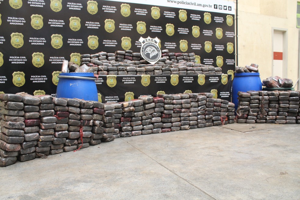 660 Kg de maconha do tipo Skunk foram apreendidos pelo DRCO  â€” Foto: Eliana Nascimento/G1 AM 