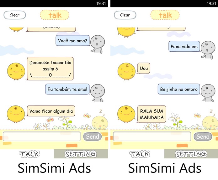 SimSimi é um app com respostas bastante variadas e divertidas para Windows Phone (Foto: Reprodução/Elson de Souza)