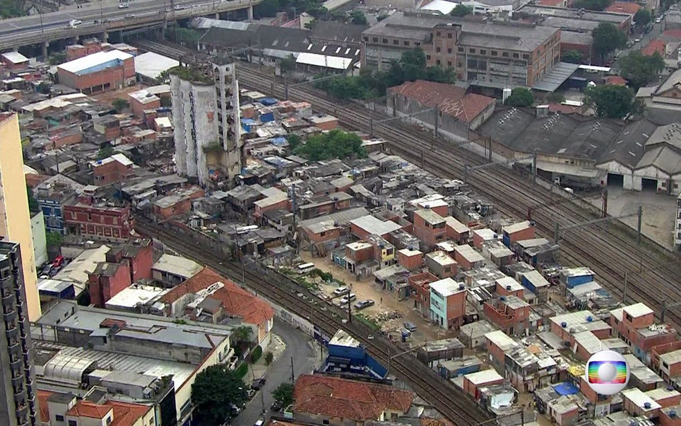 Favela do Moinho, na regi&atilde;o central de S&atilde;o Paulo, em imagem feita em maio de 2017 &mdash; Foto: TV Globo/Reprodu&ccedil;&atilde;o
