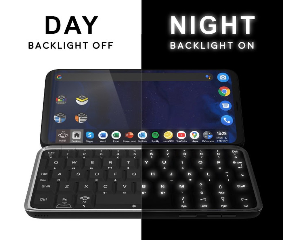 O teclado retroiluminado permite que você trabalhe à noite ou em espaços escuros sem a necessidade de iluminação externa — Foto: Divulgação/Indiegogo