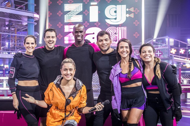 Joaquim Liopes e sua equipe no 'Zig zag arena' (Foto: TV Globo/ João Cotta)