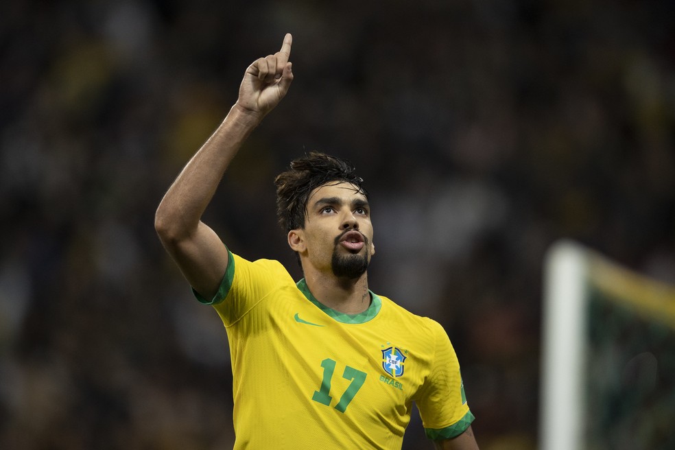 Paquetá comemora o gol pela seleção brasileira contra a Colômbia — Foto: Lucas Figueiredo/CBF