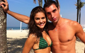 Paloma Bernardi e Leonardo Carvalho gravam cenas na orla de Copacabana