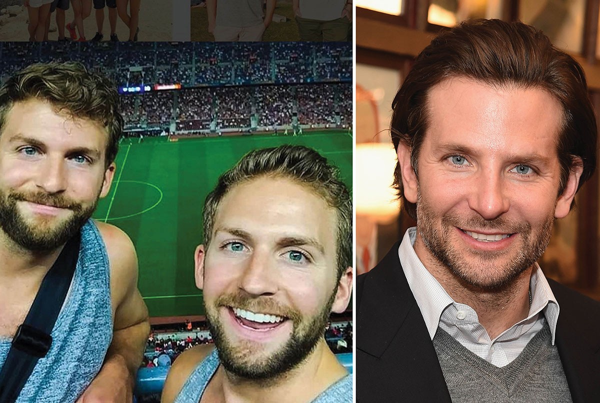 Os irmãos Matt e Scott Katzenbach se aproveitam da semelhança com Bradley Cooper (Foto: Reprodução / Getty Images)