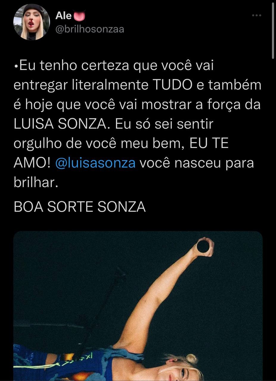 Fãs apoiam estreia de Luísa Sonza no Rock in Rio com hashtag 'Boa Sorte Sonza' (Foto: Reprodução /Twitter)