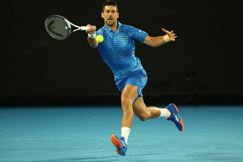 Djokovic durante a final do Australian Open contra Tsitsipas  — Foto: REUTERS/Hannah Mckay