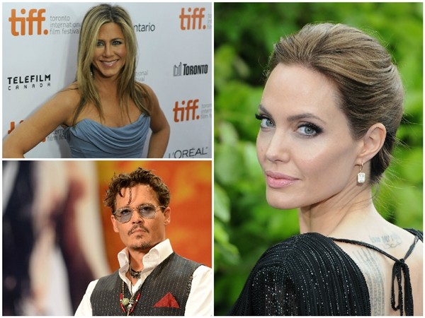 Jennifer Anniston, Johnny Depp e Angelina Jolie (Foto: Getty Images)
