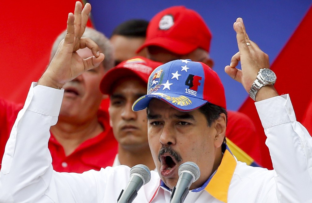 Maduro fez discurso no mÃªs de marÃ§o, durante marcha em Caracas â Foto: Natacha Pisarenko/AP