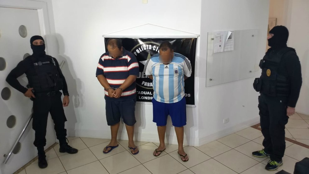 Dois homens foram presos em Londrina durante operaÃ§Ã£o contra organizaÃ§Ã£o especializada em roubar bancos â€” Foto: Alberto D'Angele/RPC