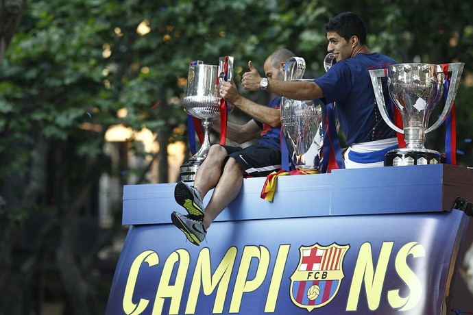 Festa título Barcelona (Foto: AFP)