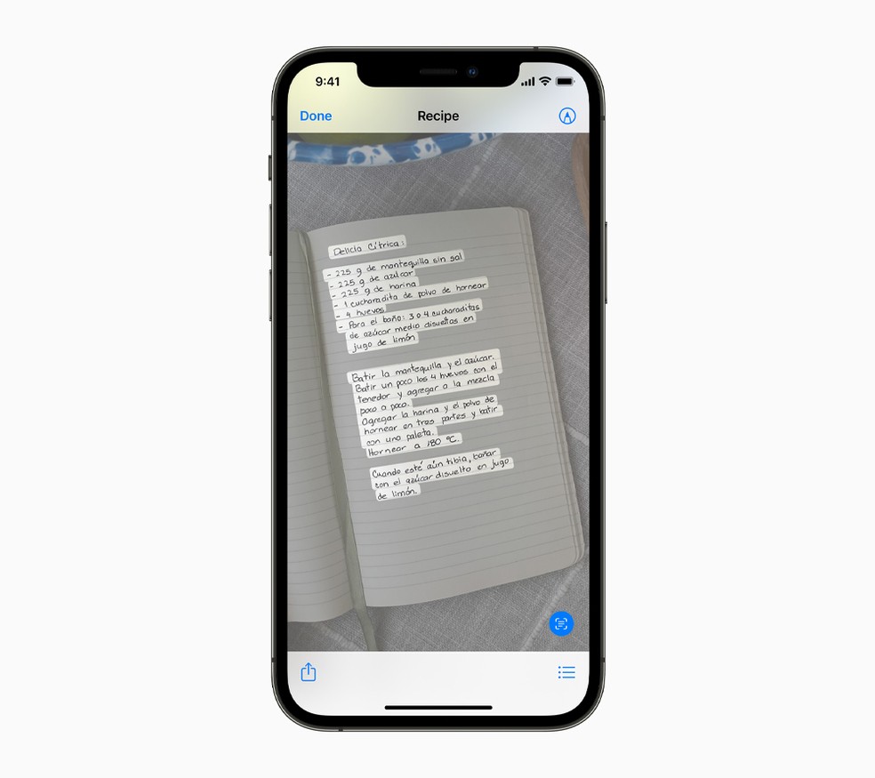 Ferramenta no iOS 15 vai permitir copiar texto de foto. — Foto: Divulgação/Apple