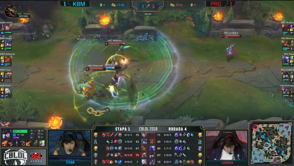 No campeonato CBLoL também é possível de se ver duplas na rota inferior sendo surpreendidas (Foto: Reprodução/Youtube)