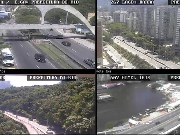 Cameras da Centro de Operações da Prefeitura mostram trânsito na Barra e São Conrado  (Foto: Reprodução/ Centro de Operações Rio)