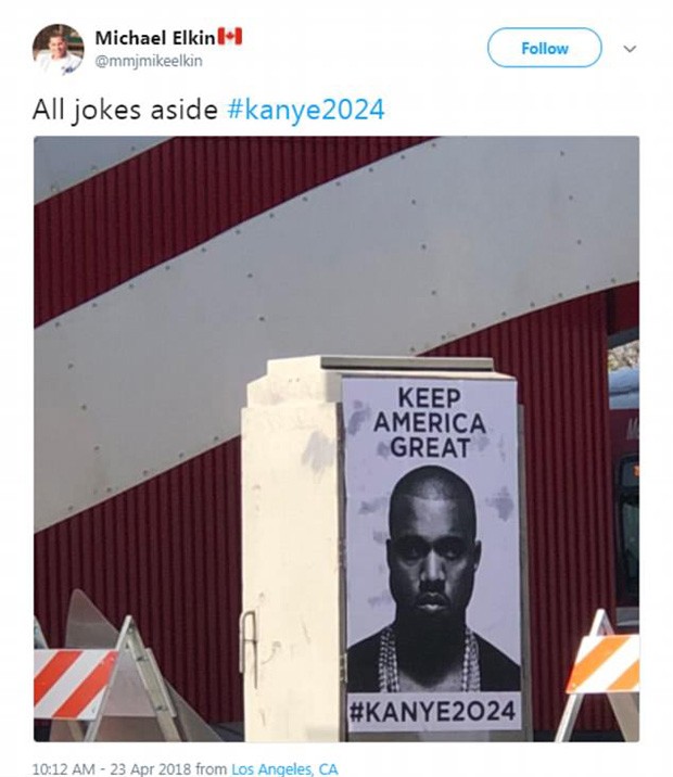 Falsos cartazes de candidatura de Kanye West à presidência ganham a web (Foto: © Twitter)