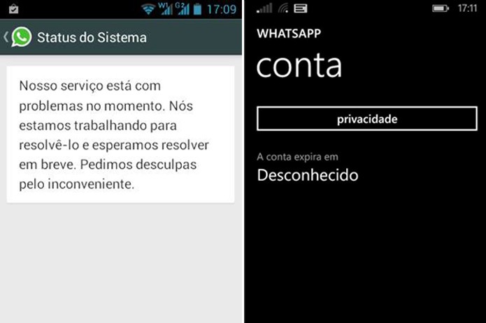 No Android e no Windows Phone: telas diferentes, mesmo resultado (Foto: Reprodução)