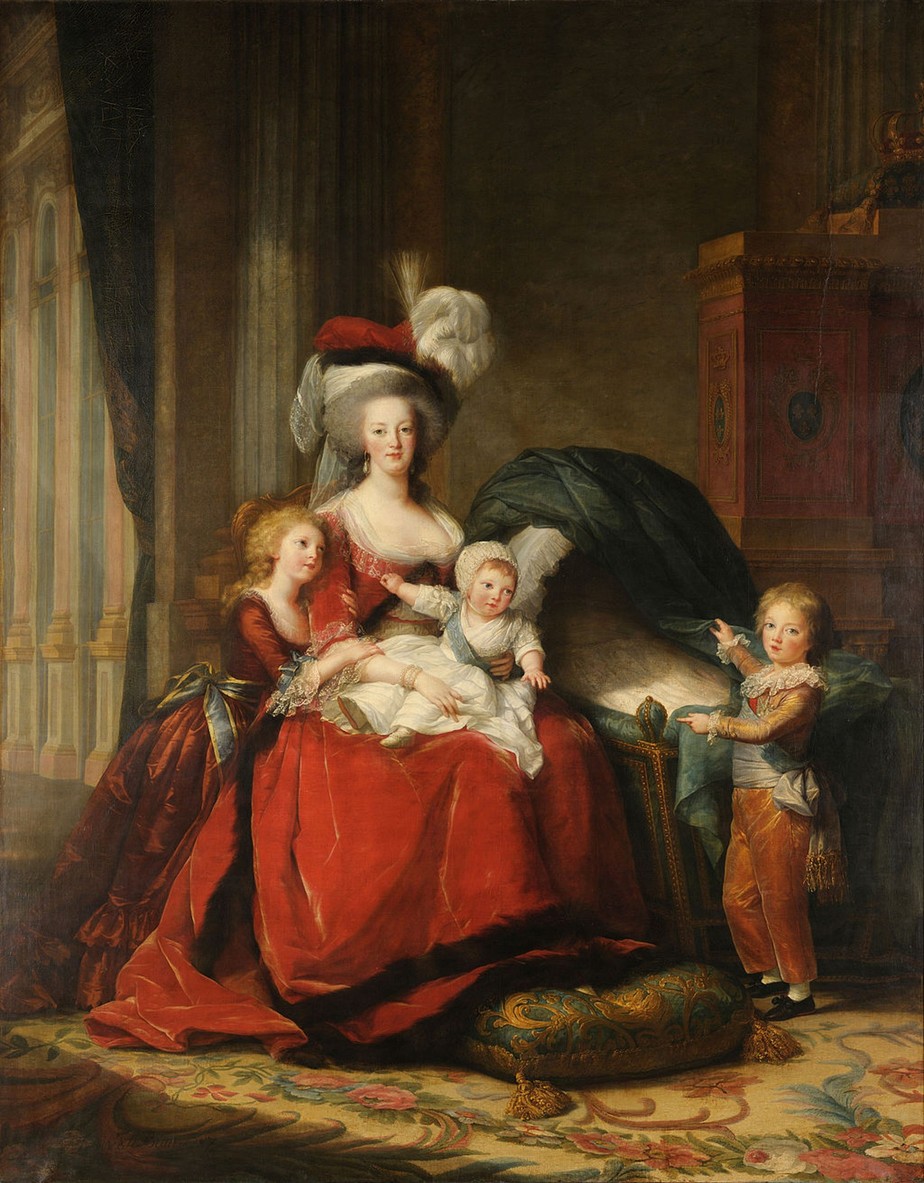 Pintura feita por Élisabeth-Louise Vigée-Le Brun, intitulada Rainha Maria Antonieta e seus filhos