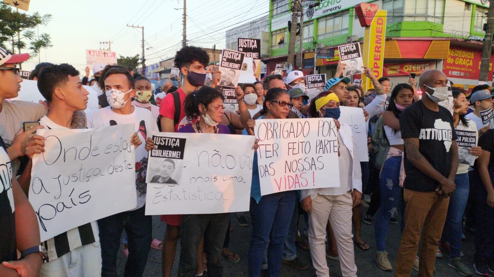 Ato na Zona Sul de São Paulo nesta terça-feira (16) pede apuração rigorosa para a morte do adolescente Guilherme Guedes, de 15 anos. — Foto: Divulgação
