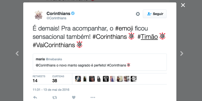 Corinthians celebra novo emoji para o Campeonato Brasileiro no Twitter (Foto: Reprodução/Twitter)