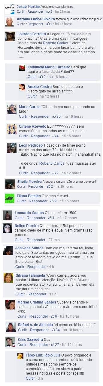 Fãs brincam com foto de Roberto Carlos em sua fanpage  (Foto: Reprodução Facebook)