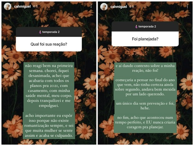 Camilla Miguel faz depoimento ao anunciar gravidez (Foto: Reprodução/Instagram)