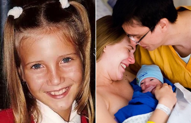 Antes e depois: Marina Belluzzo caracterizada como a chiquitita Lúcia; atualmente com marido e filho (Foto: Reprodução/Instagram)