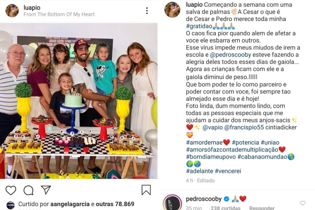 Luana Piovani lembra foto do aniversário dos gêmeos e agradece a Pedro Scooby e à mulher dele, Cintia Dicker (Foto: Reprodução/Instagram)