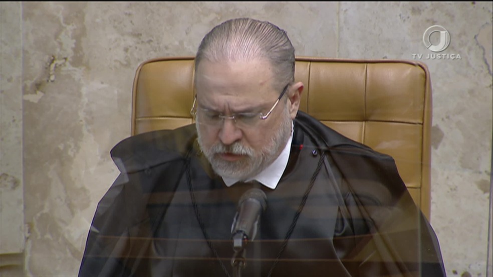 Aras discursa na posse de Fux — Foto: Reprodução/TV Justiça