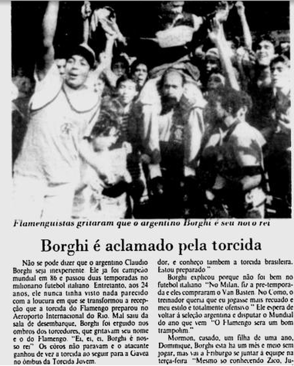 Borghi chegou nos bra&ccedil;os da torcida, mas sua passagem pela G&aacute;vea foi decepcionante  (Foto: Acervo / O Globo)