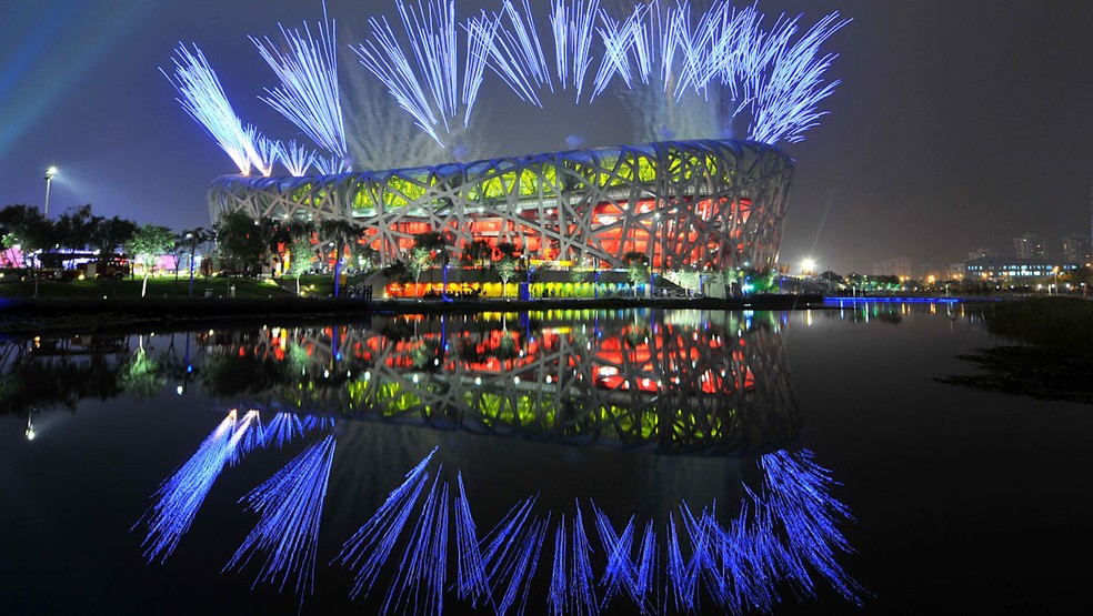 Ninho do Pássaro, hoje Estádio Nacional de Pequim — Foto: Divulgação/COI