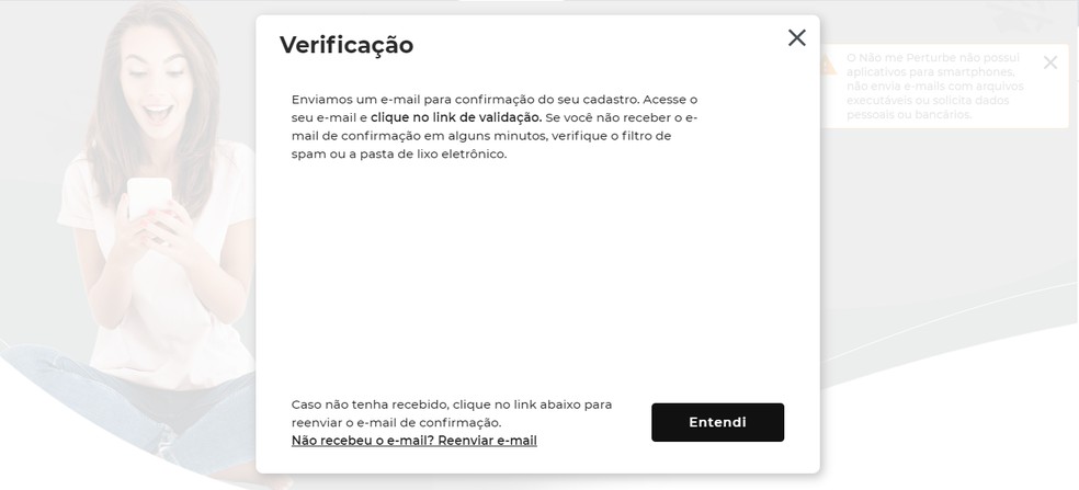 Será enviado um código de verificação para o e-mail cadastrado — Foto: Larissa Infante/TechTudo