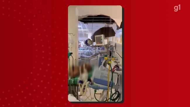 Vídeo mostra parte de forro do teto do Hospital da Restauração caindo