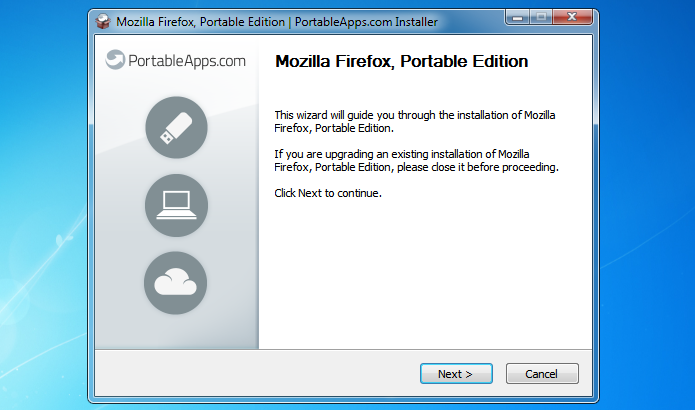 Assistente de instalação do Firefox Portable (Foto: Reprodução/Helito Bijora) 