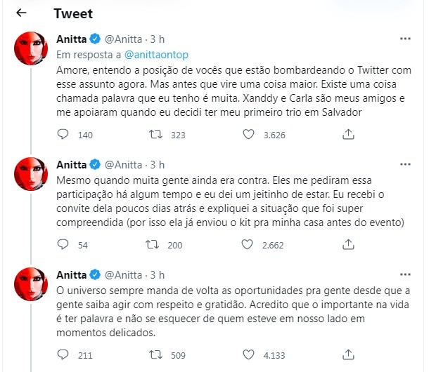 Posts de Anitta (Foto: Reprodução/Twitter)