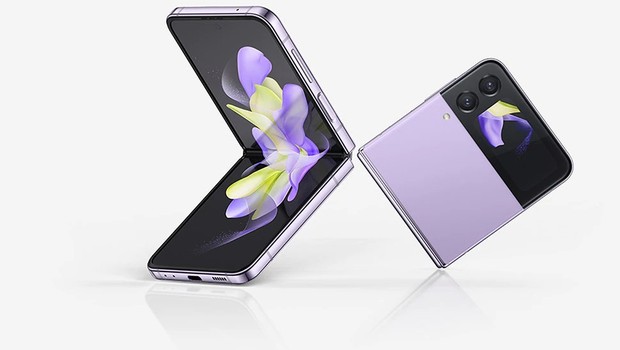 Galaxy Z Flip4, um dos novos lançamentos da Samsung divulgado hoje, 10/08 (Foto: Divulgação)