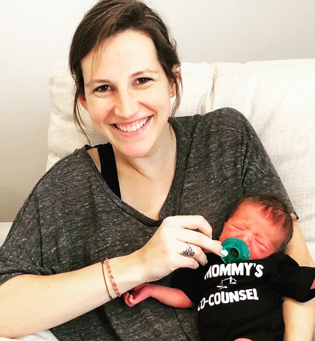 Brianna Hil deu à luz ao seu filho durante o exame da ordem  (Foto: Cortesia de Brianna Hill ao The New York Times  )