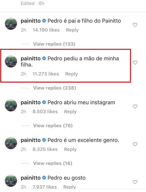 O comentário do pai de Anitta (Foto: Reprodução Instagram)
