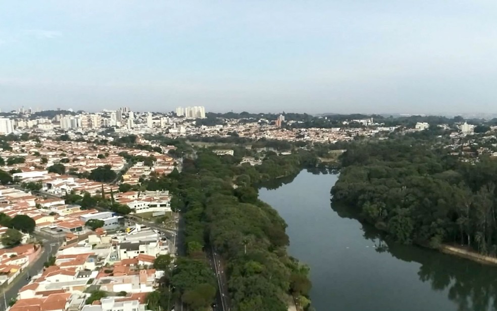 06/05: Vista da cidade de Campinas em tempos de quarentena contra o novo coronavírus — Foto: Reprodução/EPTV