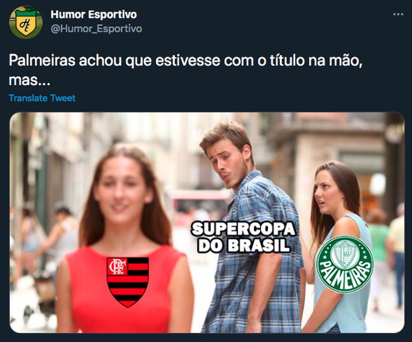 Memes Flamengo x Palmeiras Supercopa — Foto: Reprodução/Twitter Humor Esportivo