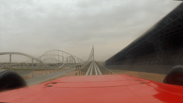 Lançamento da montanha-russa Formula Rossa, a montanha-russa mais veloz do mundo atualmente (Foto: Reprodução/Theme Park Review)